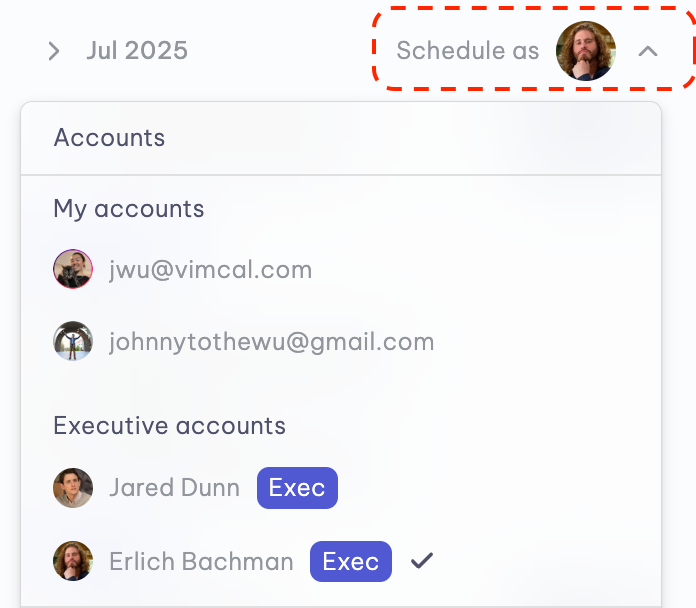 Switching between executive profiles
