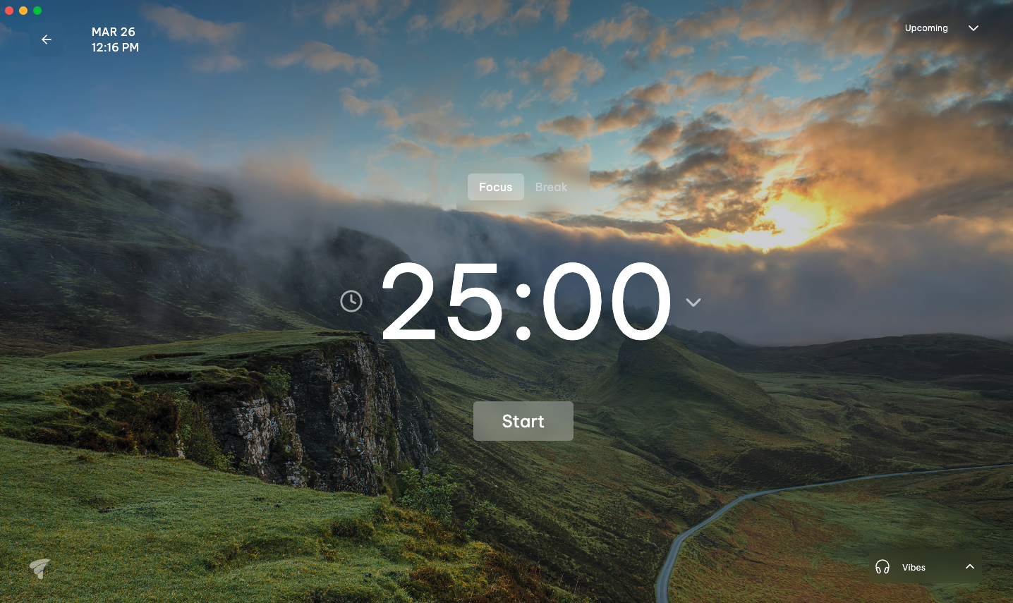 Focus Mode calendar preview