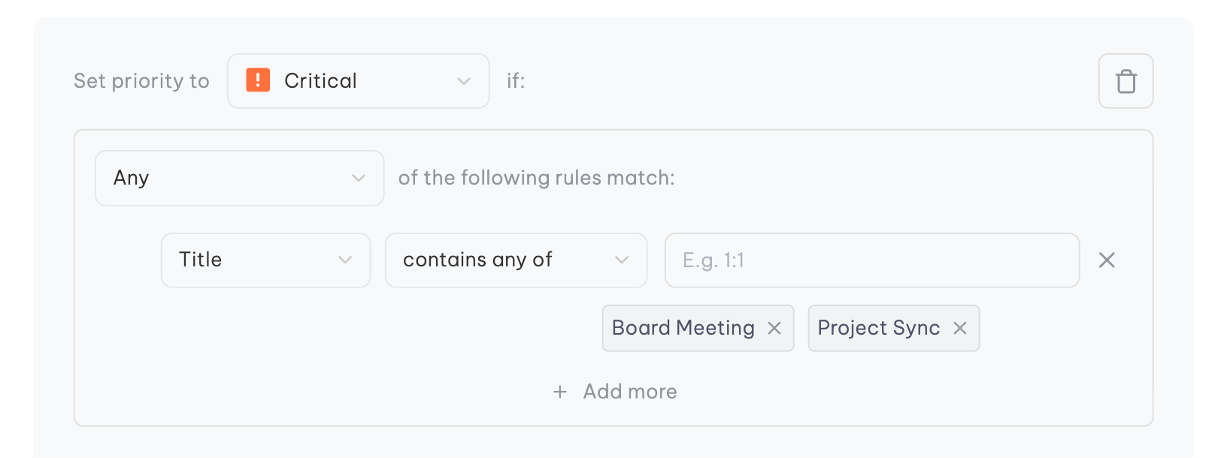 Critical priority rule example