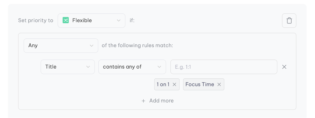 Flexible priority rule example