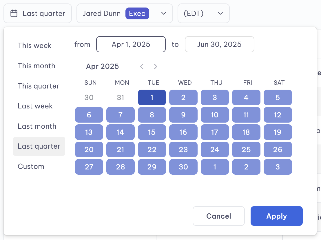 Date range selection
