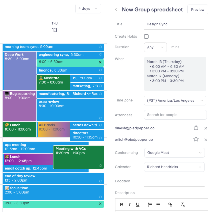 Selecting time slots and confirming details