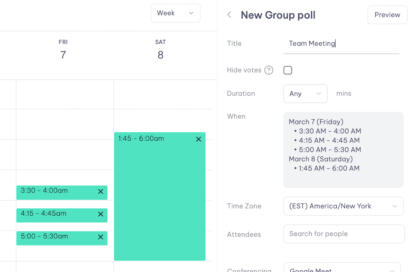 Selecting time slots