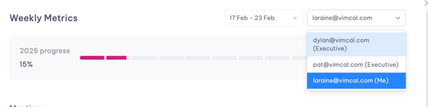 Select executive calendar dropdown