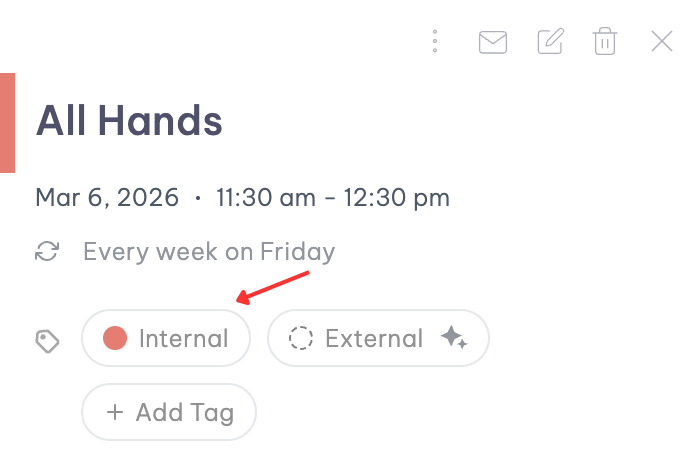 Internal meeting tags