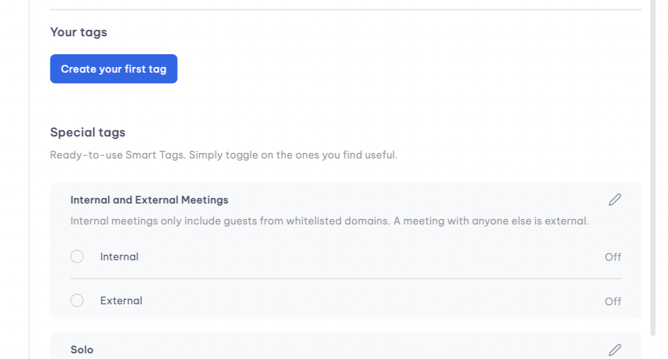 Tag creation interface