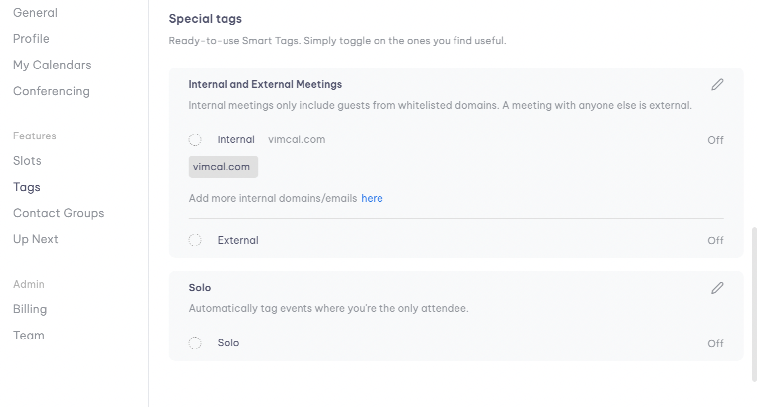 Special tags toggle