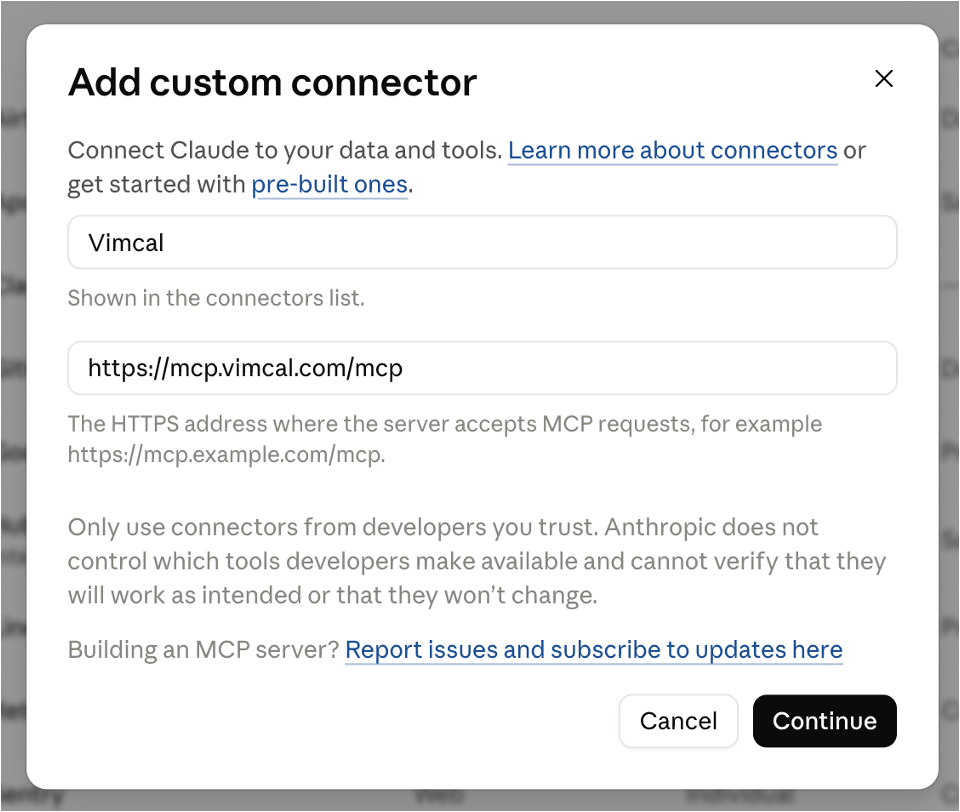 Add custom connector details